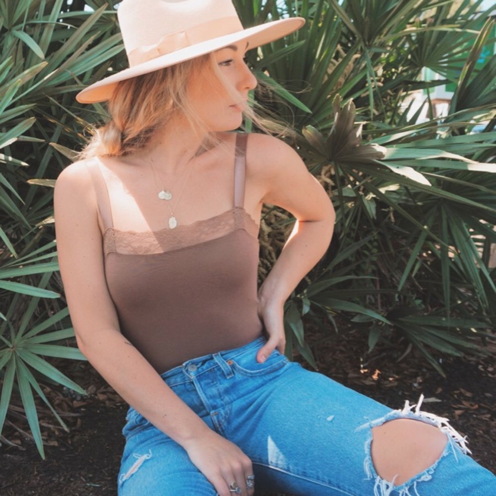 Mocha lace body suit